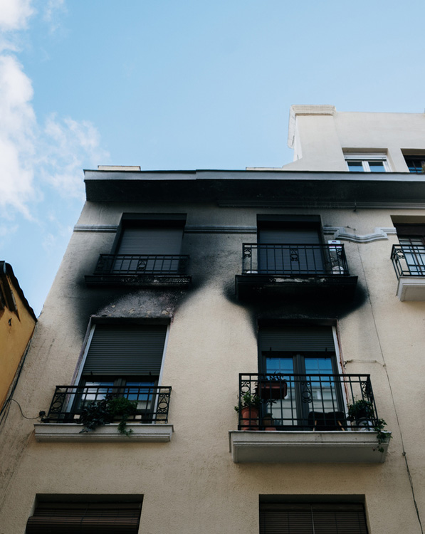 a large building in the background
