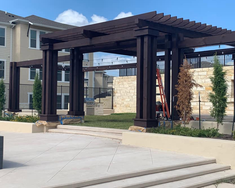 a view of a stone building